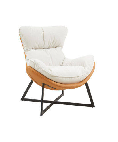 زوري كنب فردي جلد برتقالي مودرن وودي