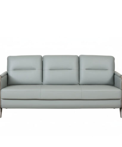 روبيك كنب استقبال مكتبي ثلاثي جلد فاخر رمادي وودي