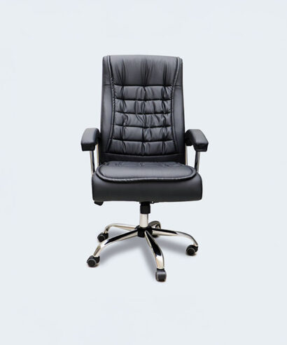 كرسي مكتبي جلد أسود وودي