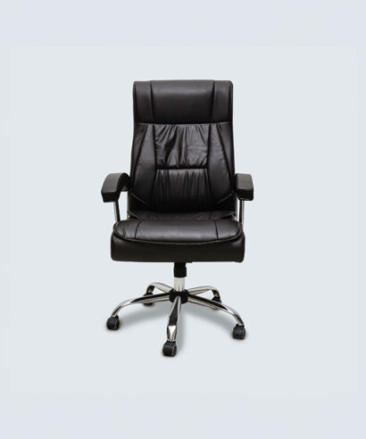 كرسي مكتب جلد أسود وودي