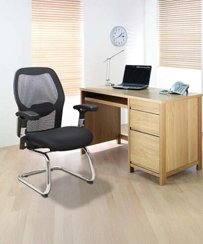 كرسي مكتب شبكي ثابت أسود وودي